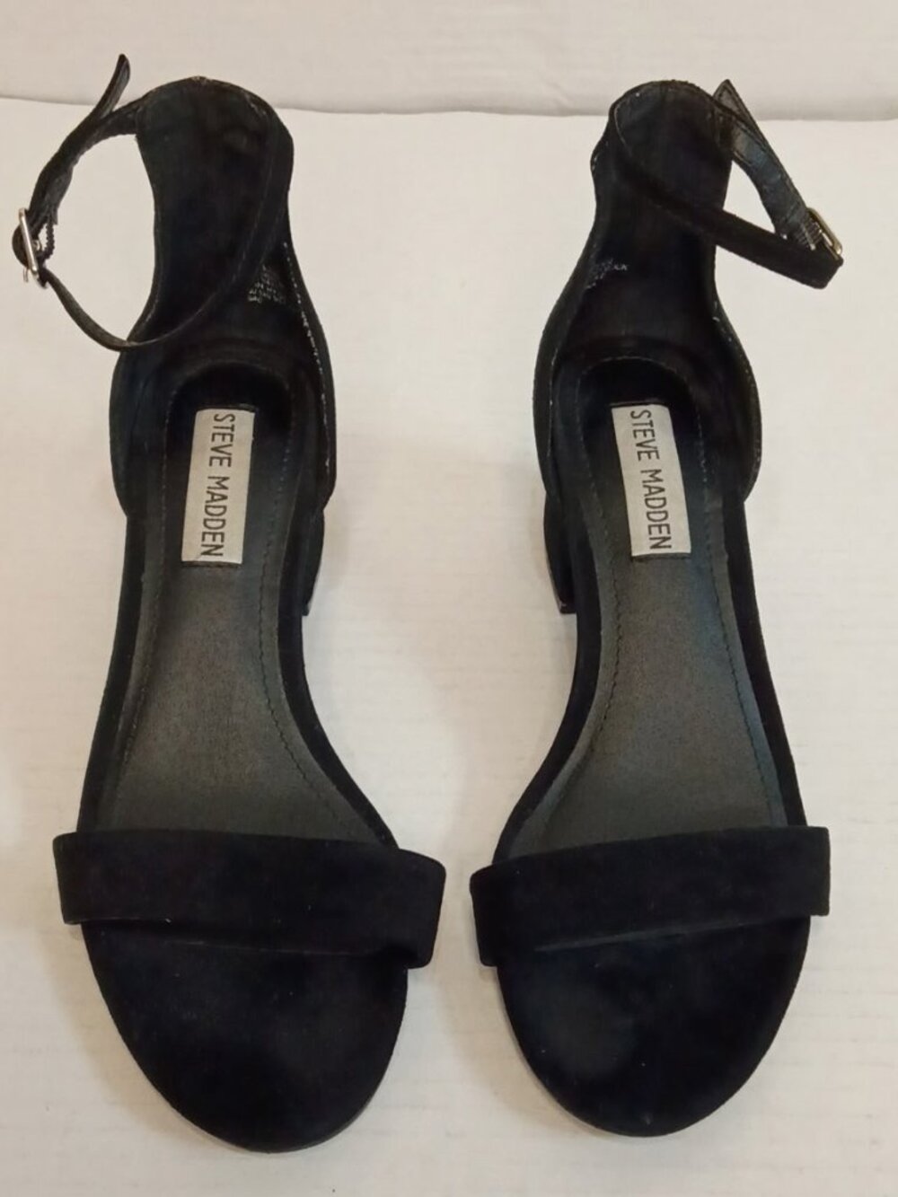 Steve Madden Irenee Black Suede Block Heel Sandals Women’s 6M